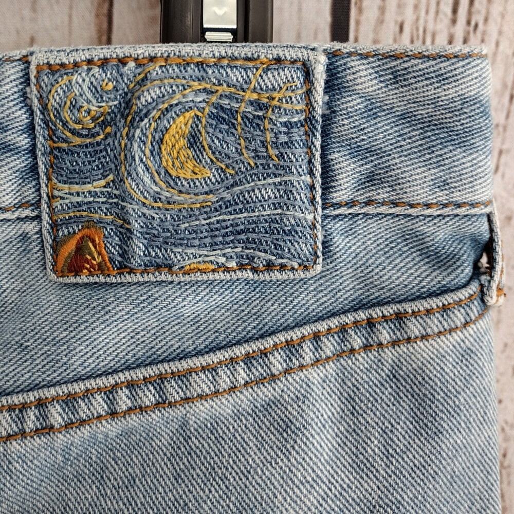 Cleo + Wolf Patchwork Distressed Light-Wash High-Rise Straight Jeans Women's 29 - Picture 10 of 15